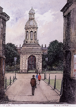THE CAMPANILE, TRINITY COLLEGE DUBLIN by Flora H. Mitchell (1890-1973) at Whyte's Auctions