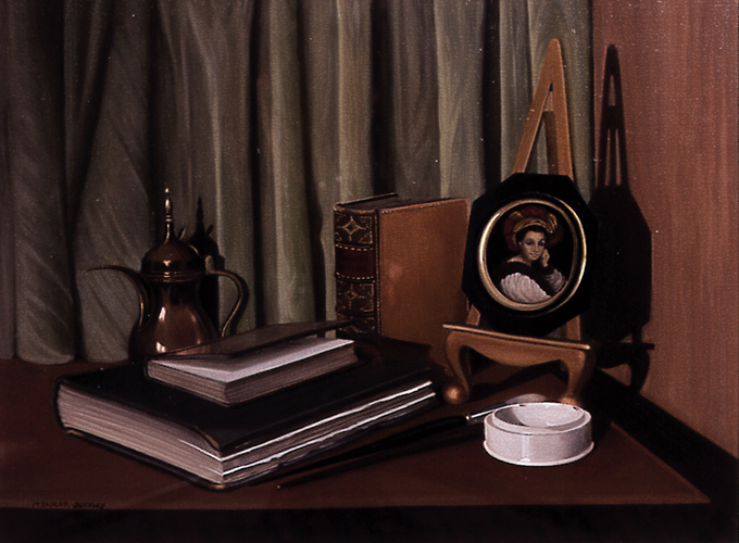 STILL LIFE WITH MINIATURE    STILL LIFE WITH MINIATURE by Maura Taylor-Buckley sold for �1,905 at Whyte's Auctions