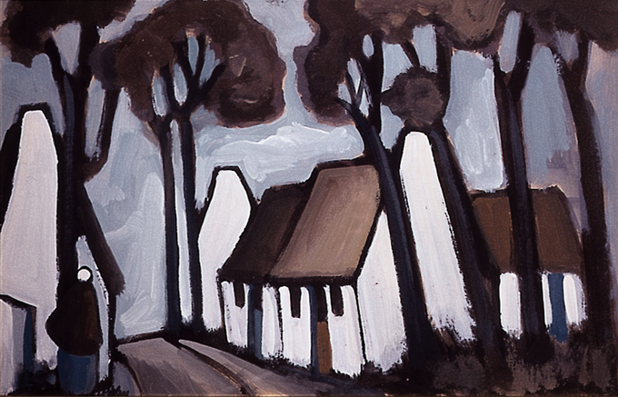 VILLAGE WITH TALL TREES by Markey Robinson (1918-1999) at Whyte's Auctions