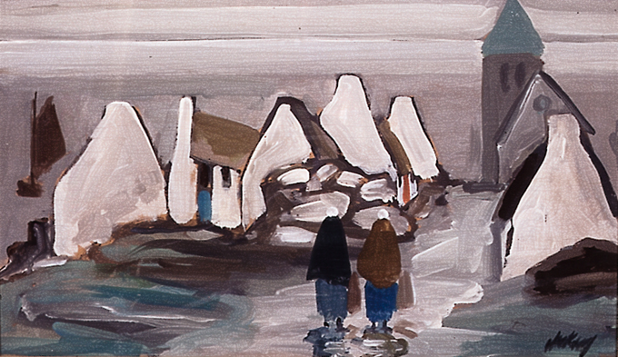 SHAWLIES WALKING TOWARDS A VILLAGE by Markey Robinson (1918-1999) (1918-1999) at Whyte's Auctions