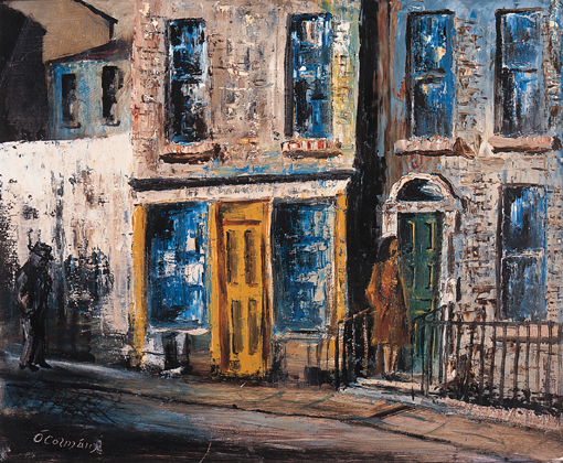 STREET SCENE, DUBLIN by Samus  Colmin (1925-1990) at Whyte's Auctions