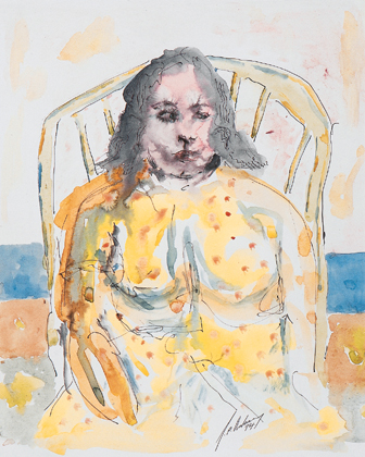 WOMAN IN YELLOW DRESS by J. P. Donleavy (1926 - 2017) at Whyte's Auctions