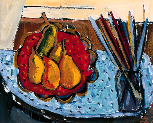 STILL LIFE WITH PEARS AND BRUSHES by Elizabeth Cope sold for 1,397 at Whyte's Auctions