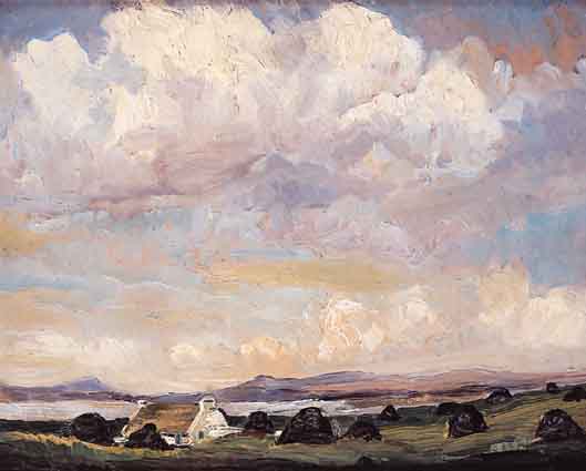 COTTAGE AND TURF STACKS, WEST OF IRELAND by Letitia Marion Hamilton RHA (1878-1964) at Whyte's Auctions