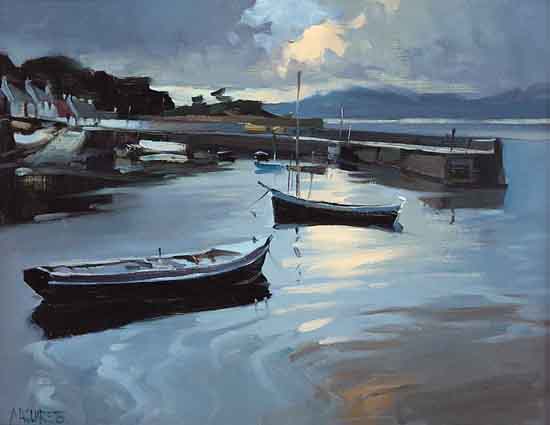 EVENING, THE HARBOUR, ROUNDSTONE by Cecil Maguire RHA RUA (1930-2020) RHA RUA (1930-2020) at Whyte's Auctions