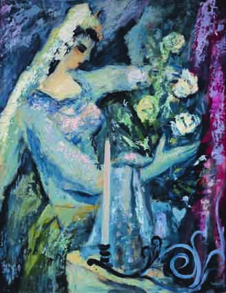 BRIDE ARRANGING FLOWERS by Daniel O'Neill (1920-1974) at Whyte's Auctions
