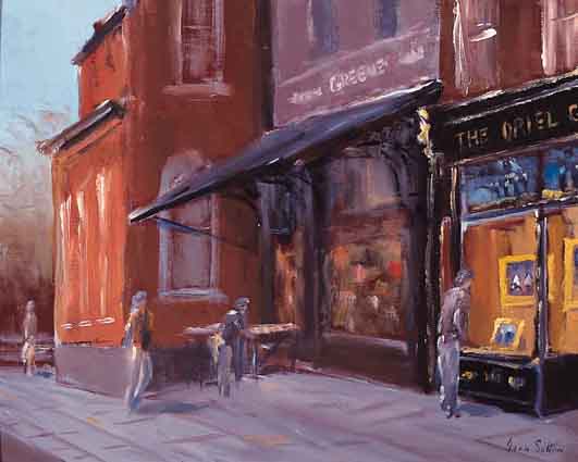 ORIEL GALLERY AND GREENE'S BOOK SHOP, CLARE ST., DUBLIN by Ivan Sutton (b.1944) at Whyte's Auctions