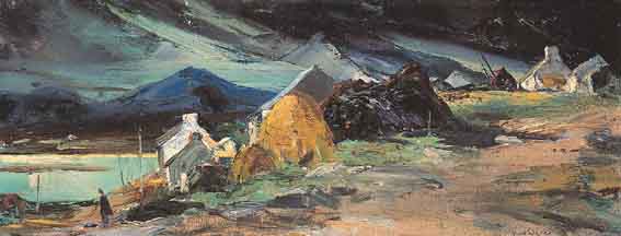 BLUE ON GREEN, BLOODY FORELAND, DONEGAL by Kenneth Webb RWA FRSA RUA (b.1927) at Whyte's Auctions