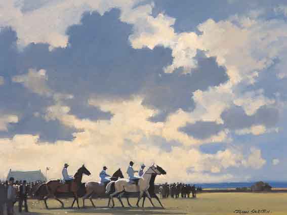 FOUR JOCKEYS RIDING OUT by John Skelton (1923-2009) at Whyte's Auctions