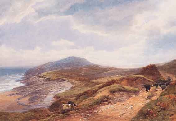 CATTLE ON A COASTAL PATH by Edward Duncan RWS (1803-1882) at Whyte's Auctions