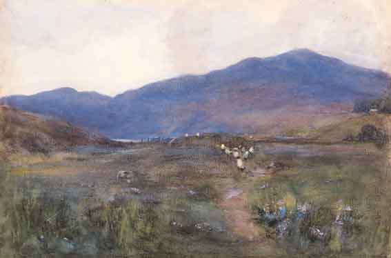 LANDSCAPE WITH SHEEP AND HILLS by May Guinness sold for �2,158 at Whyte's Auctions