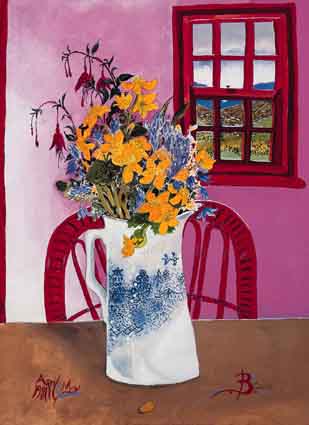 KING CUPS, FUSCHIA AND BLUEBELLS by Pauline Bewick sold for 5,332 at Whyte's Auctions