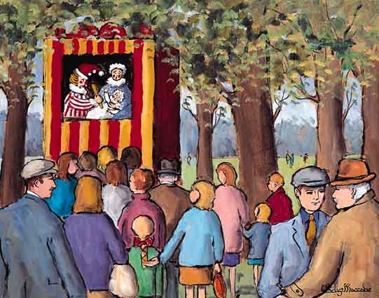 PUNCH AND JUDY SHOW IN THE PARK by Gladys Maccabe MBE HRUA ROI FRSA (1918-2018) at Whyte's Auctions
