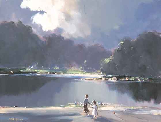 CHILDREN BY A LAKE IN A PARK by George K. Gillespie RUA (1924-1995) at Whyte's Auctions