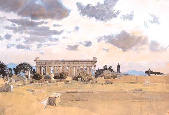 THE RUINS AT PAESTRUM signed lower left by John Doyle (1797-1868) at Whyte's Auctions