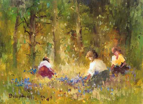 GATHERING BLUEBELLS by Elizabeth Brophy (1926-2020) at Whyte's Auctions