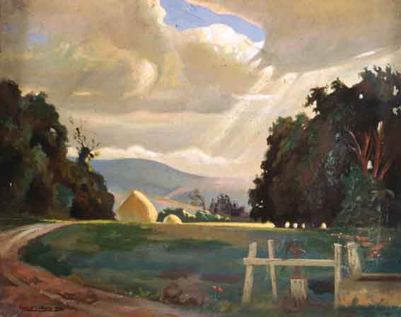 LIGHT ON THE HAYSTACKS by Ernest Columba Hayes RHA (1914-1978) at Whyte's Auctions