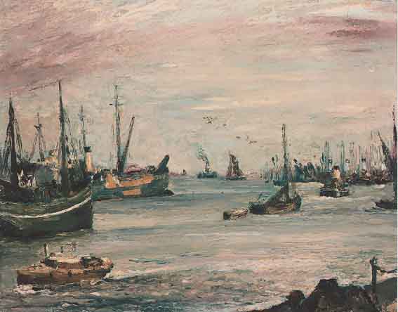 SHIPPING OFF GREENWICH by Ronald Ossory Dunlop RA RBA NEAC (1894-1973) at Whyte's Auctions