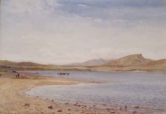 CATTLE WATERING IN GLAN ISLAND LAKE NEAR CASTLEBAR by Henry Albert Hartland sold for 1,650 at Whyte's Auctions