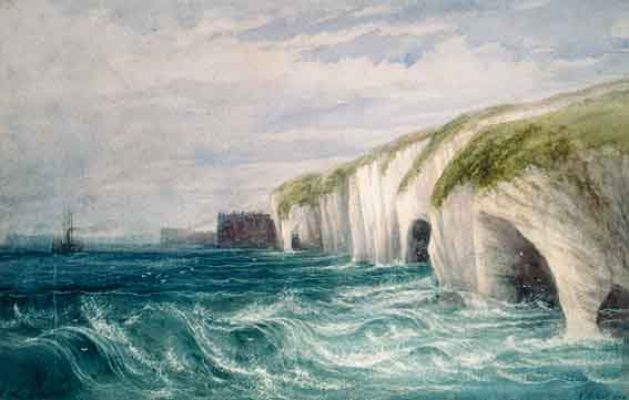 STEAMER OFF THE COAST WITH DUNLUCE CASTLE, COUNTY ANTRIM BEYOND by Andrew Nicholl RHA (1804-1886) at Whyte's Auctions