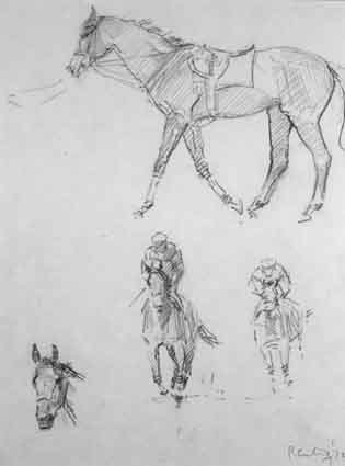 EQUESTRIAN PENCIL STUDIES (A PAIR) by Peter Curling sold for �1,904 at Whyte's Auctions