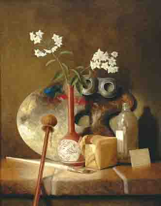ARTIST'S PALETTE WITH JAPANESE VASE by Stuart Morle sold for �2,285 at Whyte's Auctions
