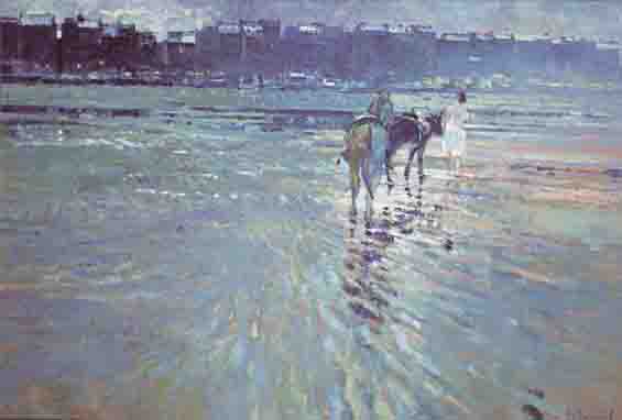 LEADING THE PONIES ON THE STRAND by Arthur K. Maderson (b.1942) at Whyte's Auctions