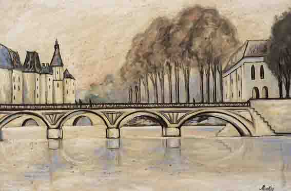 BRIDGE OVER RIVER, FRANCE by Markey Robinson (1918-1999) at Whyte's Auctions