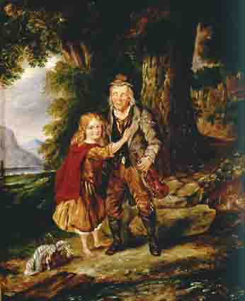 A YOUNG GIRL HELPING A BLIND FIDDLER BY THE EDGE OF A FOREST at Whyte's Auctions