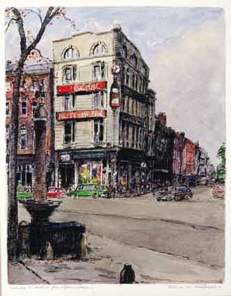 DAWSON STREET DUBLIN FROM ST STEPHEN'S GREEN by Flora H. Mitchell (1890-1973) (1890-1973) at Whyte's Auctions