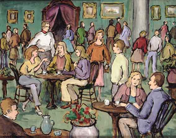 COFFEE IN THE GALLERY by Gladys Maccabe MBE HRUA ROI FRSA (1918-2018) at Whyte's Auctions