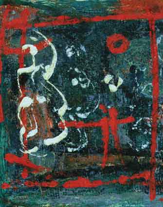 ABSTRACT WITH RED AND WHITE MARKINGS by Camille Souter HRHA (1929-2023) at Whyte's Auctions