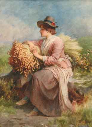 SEATED WOMAN WITH SHEAF OF WHEAT by Samuel McCloy (1831-1904) at Whyte's Auctions