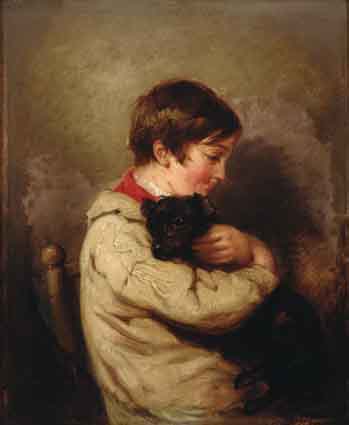 YOUNG BOY HOLDING A DOG by William John Hennessy NA ROI (1839-1917) at Whyte's Auctions