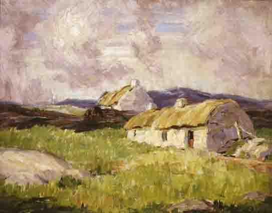 COTTAGES IN A LANDSCAPE by Padraic Woods RUA (1893-1991) at Whyte's Auctions