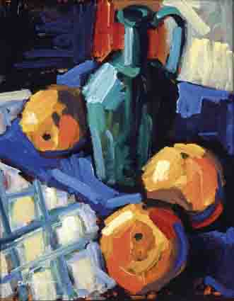 STILL LIFE WITH GREEN CARAFE AND ORANGES by Colin Davidson sold for �3,200 at Whyte's Auctions