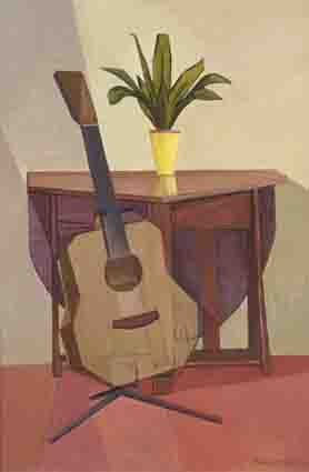 STILL LIFE WITH GUITAR by Dennis Henry Osborne RUA (1919-2016) at Whyte's Auctions