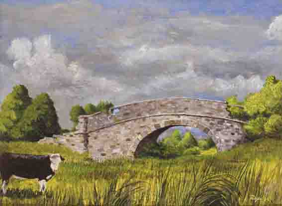 RUINED BRIDGE AND COW PASTURE by John Ryan RHA (1925-1992) at Whyte's Auctions