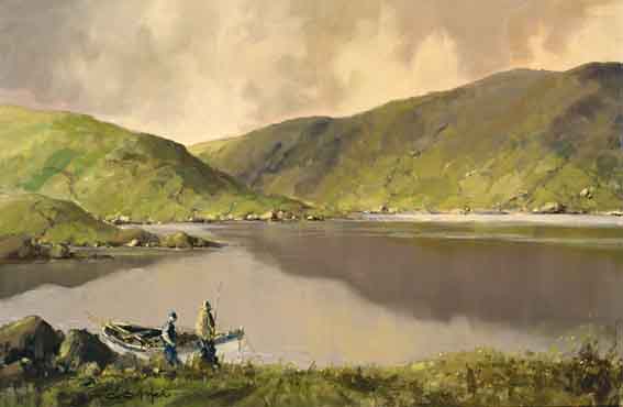 "GOING FISHING", KYLEMORE, COUNTY GALWAY by George K. Gillespie RUA (1924-1995) at Whyte's Auctions