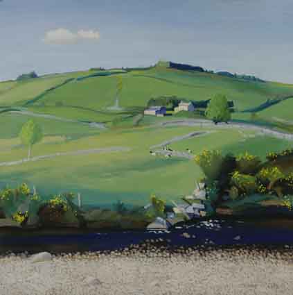 HILLSIDE FARM WITH STONY STREAM IN FOREGROUND by Carey Clarke PPRHA (b.1936) at Whyte's Auctions