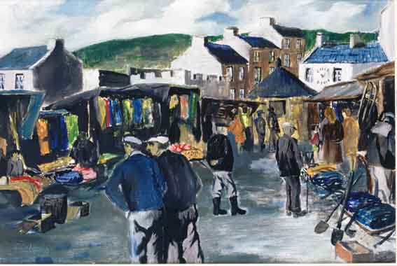 THE CLOTHES MARKET, CLIFDEN by S�amus � Colm�in (1925-1990) at Whyte's Auctions