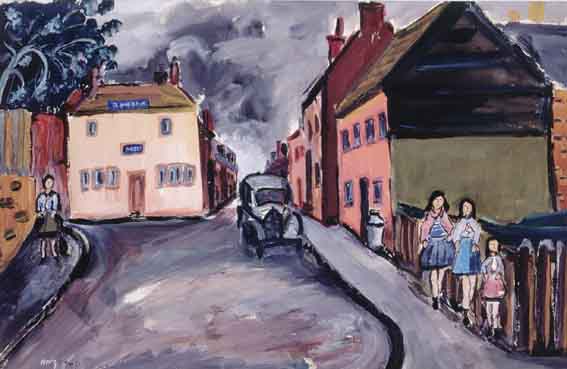 RATHMULLEN STREET SCENE WITH YOUNG GIRLS, CIRCA 1940s by Norah McGuinness HRHA (1901-1980) and Moila Powell (1895-1995) - a collaboration at Whyte's Auctions