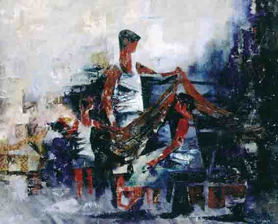 GREEK FISHERMAN AND FAMILY by Fergus O'Ryan RHA (1911-1989) at Whyte's Auctions