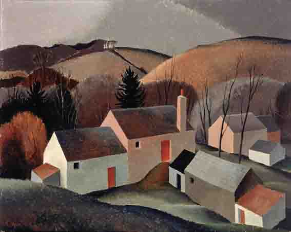BUILDINGS WITH DISTANT SPINNEY by Colin Middleton MBE RHA (1910-1983) at Whyte's Auctions