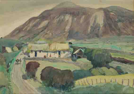 COTTAGES, NEAR RENVYLE, CONNEMARA by Harry Kernoff RHA (1900-1974) at Whyte's Auctions