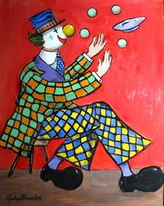 JUGGLING CLOWN by Gladys Maccabe MBE HRUA ROI FRSA (1918-2018) at Whyte's Auctions