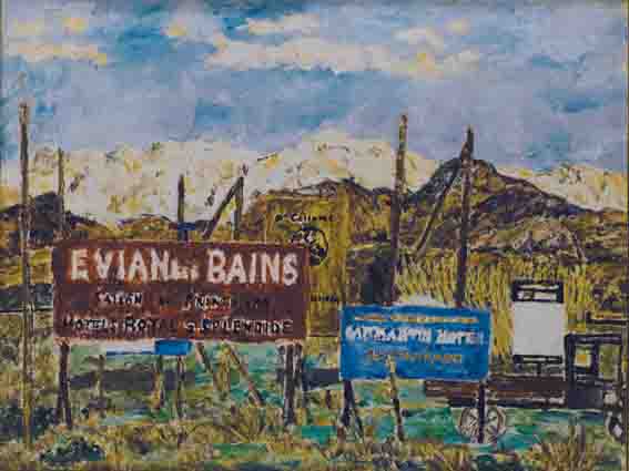 "EVIAN LES BAINS" (ROADSIDE HOTEL BILLBOARDS, SOUTH OF FRANCE) by Charles Edward Gribbon sold for �1,300 at Whyte's Auctions