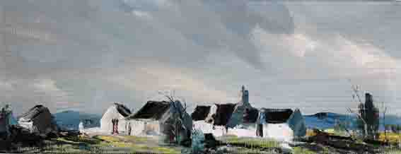 ROW OF COTTAGES, WINDY DAY by Kenneth Webb RWA FRSA RUA (b.1927) at Whyte's Auctions