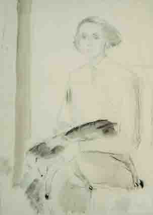 MOILA POWELL WITH DOG, c.1932 by Norah McGuinness HRHA (1901-1980) at Whyte's Auctions