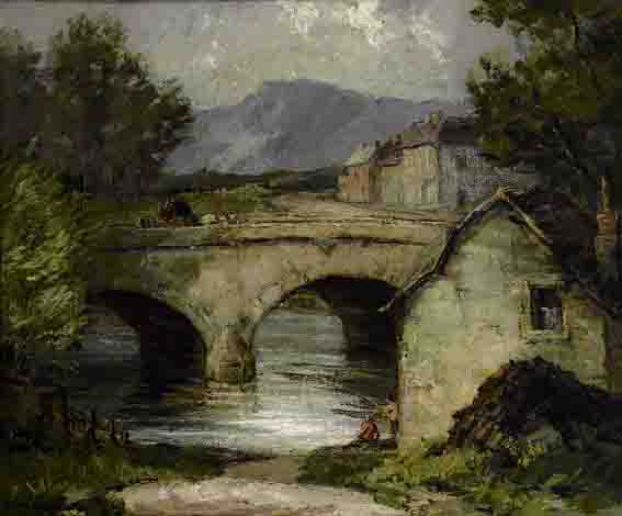 BRIDGE INTO THE VILLAGE by Padraic Woods RUA (1893-1991) at Whyte's Auctions